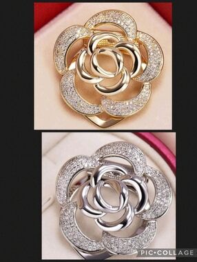 🆕️🌹 RHINESTONE FLORAL ROSE SCARF CLIP & PIN COMBO🌹